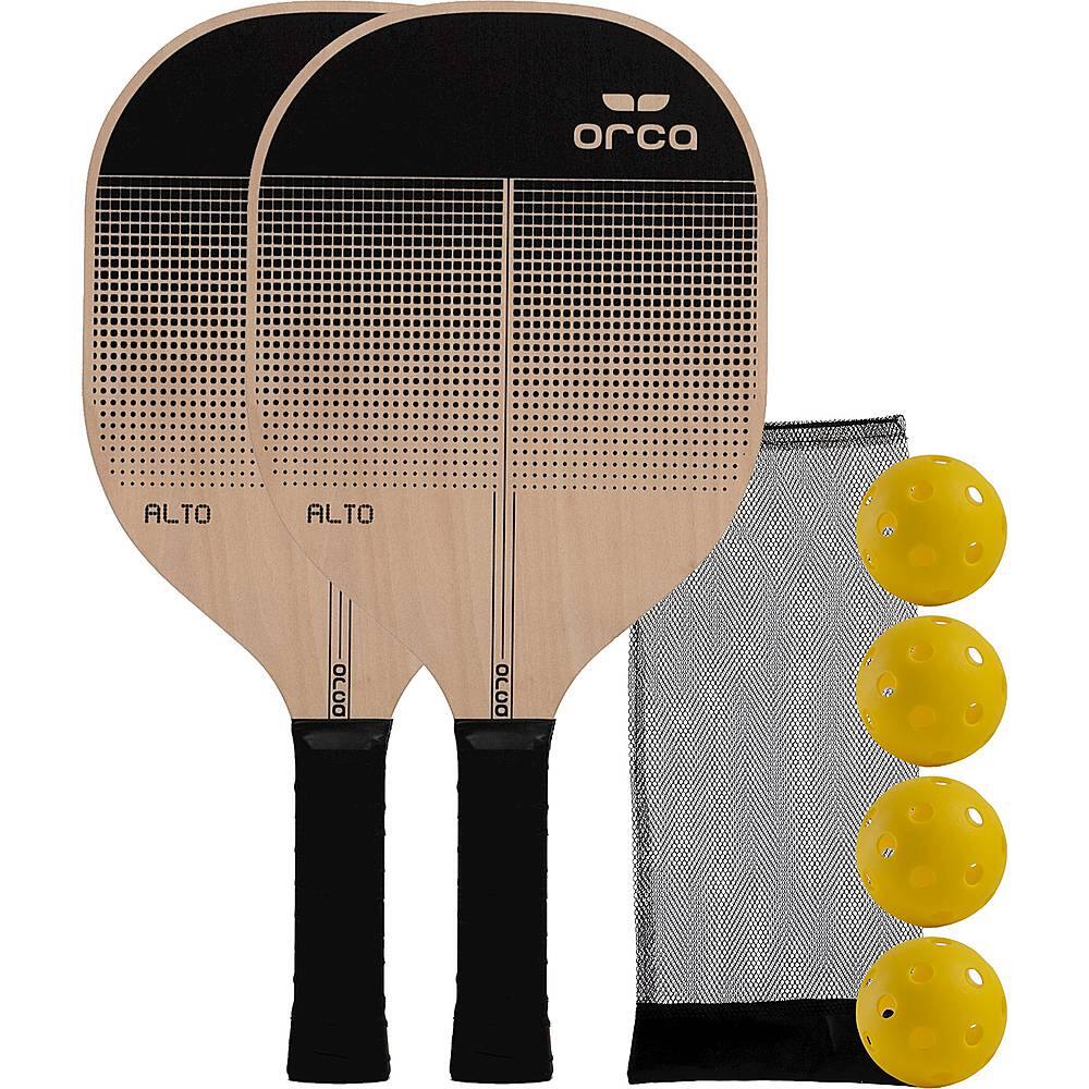 Front. ORCA - Alto Wood Pickleball Paddle Deluxe Combo Set.