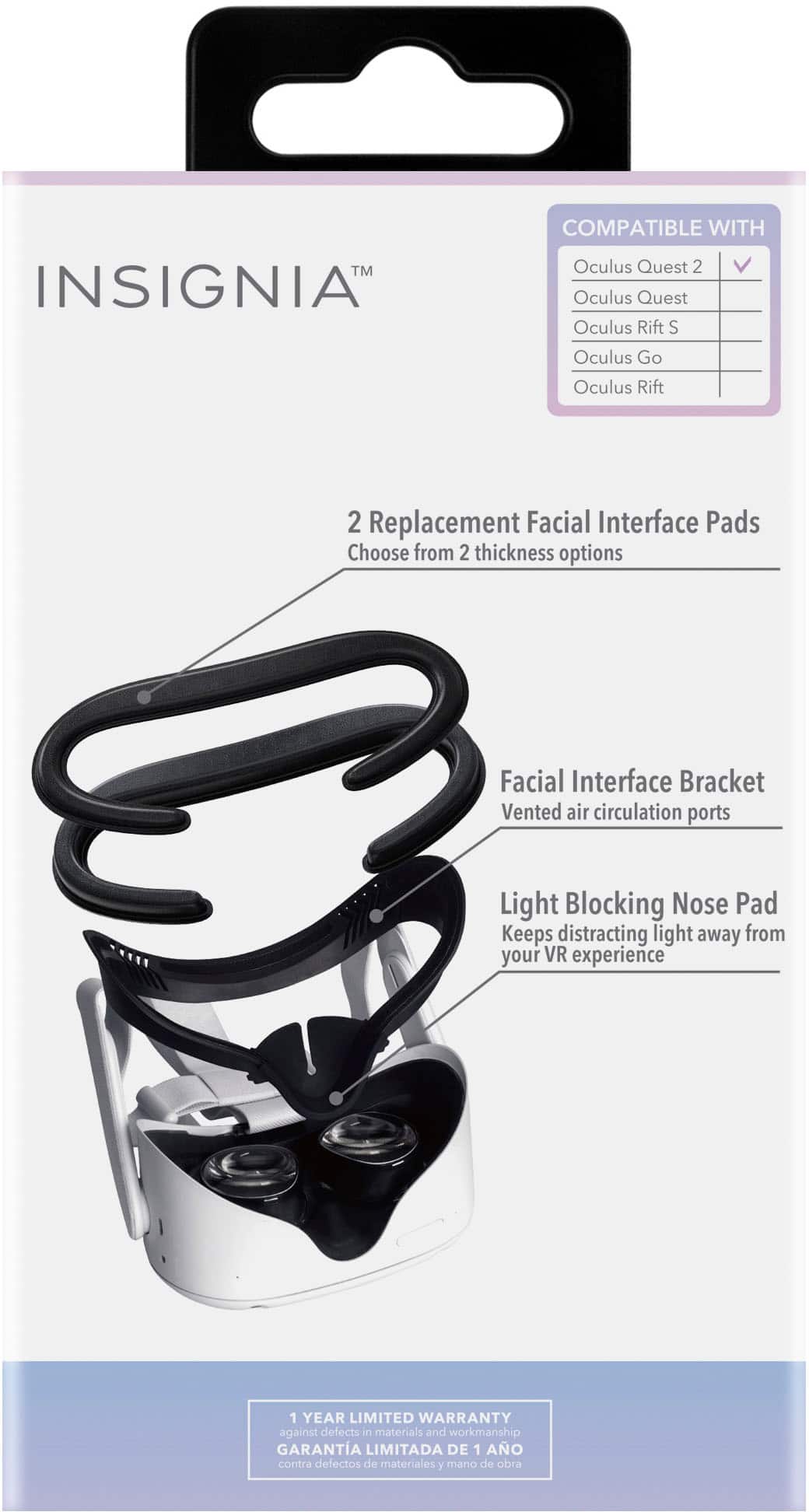 Alt View 18. Insignia™ - Facial Interface 2-Pack for Meta Quest 2 - Black.
