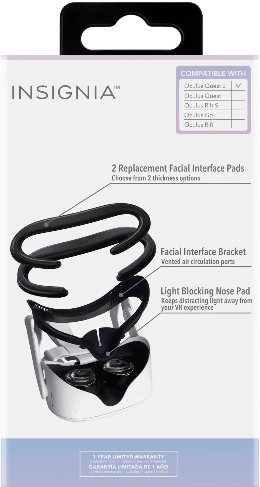 Insignia™ Facial Interface Pack for Meta Quest Black NS-Q2LFI