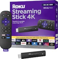 Roku - Streaming Stick® 4K Streaming Device 4K/HDR/ Dolby Vision with Roku Voice Remote and TV Controls - Black - Front_Zoom