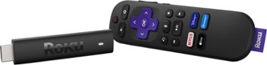 Roku - Streaming Stick® 4K (2021) Streaming Device 4K/HDR/ Dolby Vision with Roku Voice Remote and TV Controls - Black - Front_Zoom