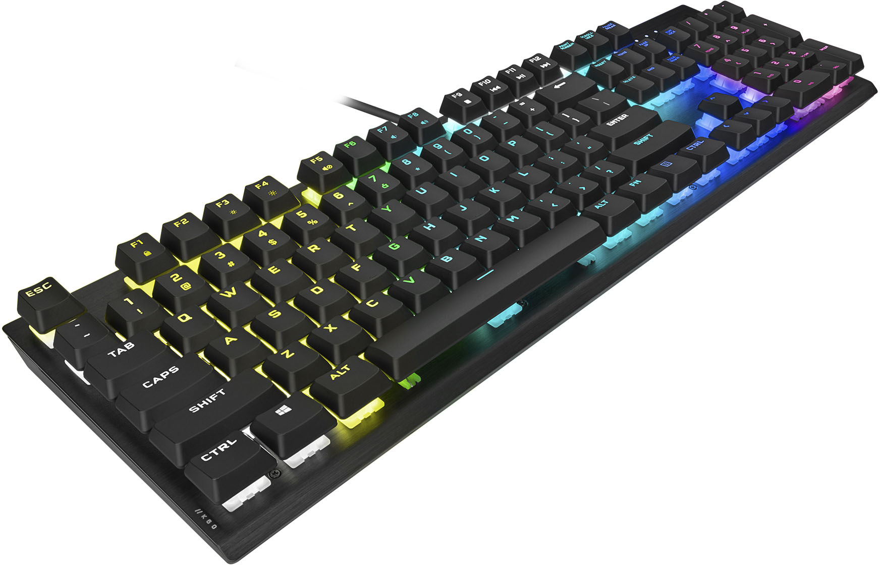 Left View: CORSAIR - K60 RGB PRO Full-size Wired Gaming Bundle 2021 Edition - M55 RGB PRO - MM300 Mouse Pad - Black