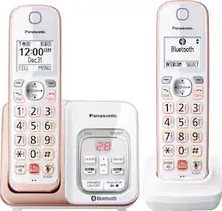 Panasonic - KX-TGD862G Link2Cell DECT 6.0 Expandable Cordless Phone System with Digital Answering System - White/Rose Gold - Angle_Zoom
