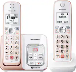 Panasonic - KX-TGD862G Link2Cell DECT 6.0 Expandable Cordless Phone System with Digital Answering System - White/Rose Gold