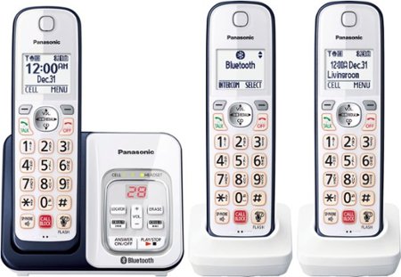 Panasonic - KX-TGD863A Link2Cell DECT 6.0 Expandable Cordless Phone System with Digital Answering System - White/Navy Blue