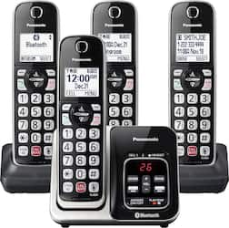 Panasonic - KX-TGD864S Link2Cell DECT 6.0 Expandable Cordless Phone System with Digital Answering System - Black with Silver Rim - Angle_Zoom