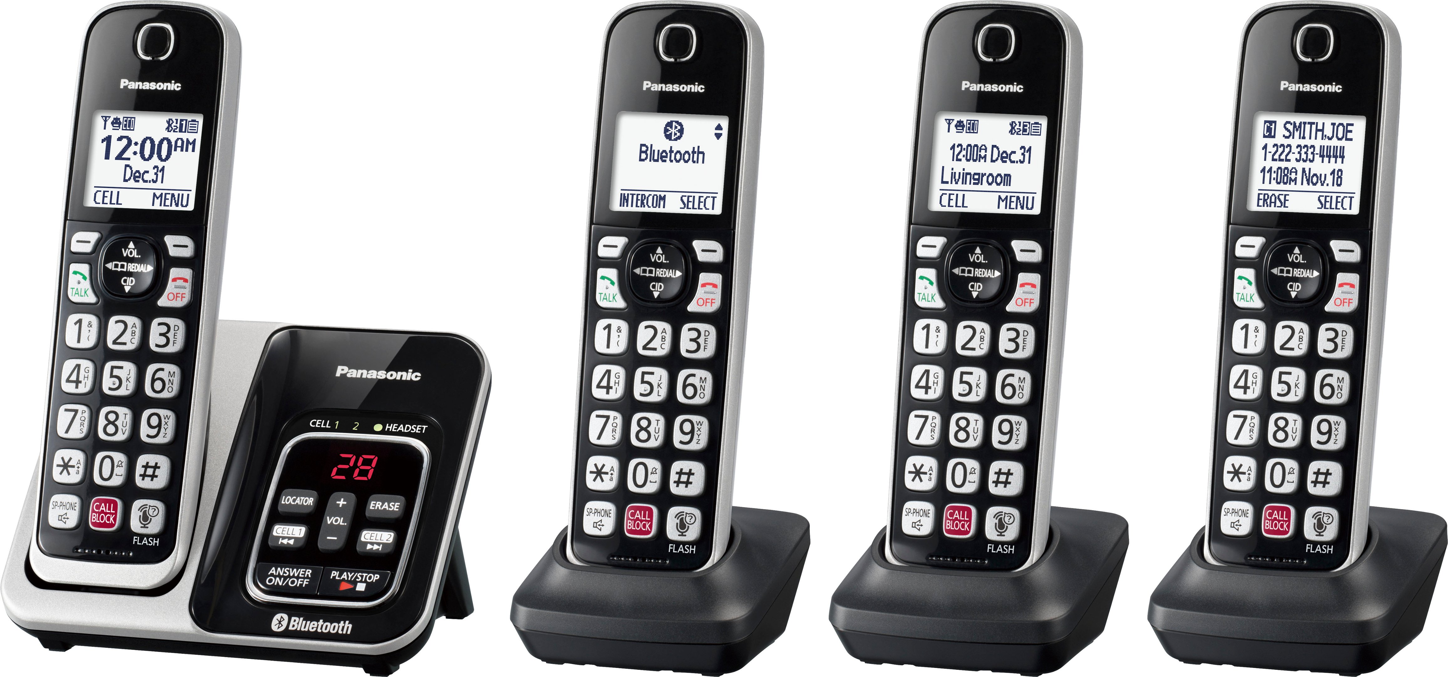 Left View: Panasonic - KX-TG9582B Link2Cell 1.9GHz Expandable Phone System with Digital Answering System - Black