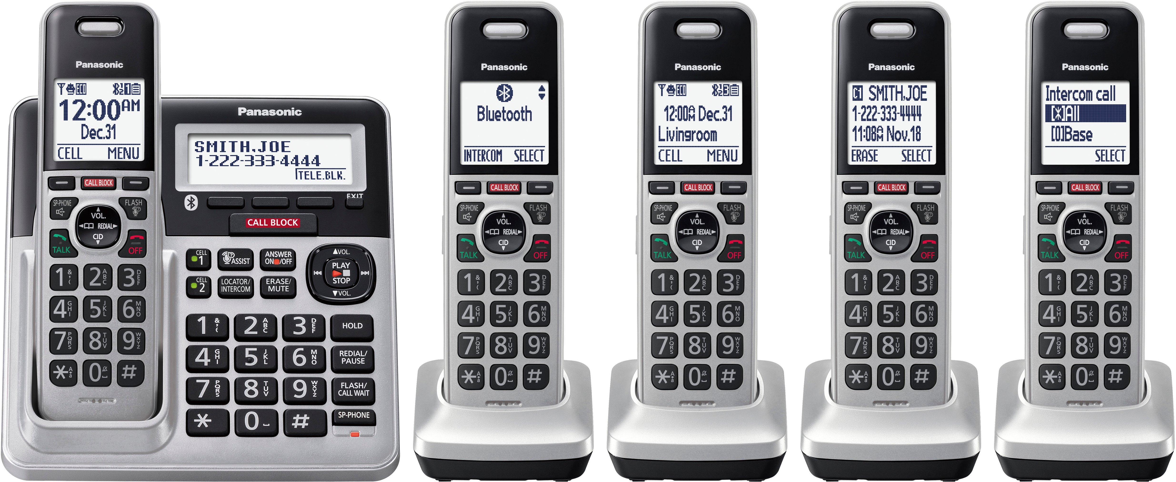 Panasonic KXTGF975S Link2Cell DECT 6.0 Expandable Cordless Phone