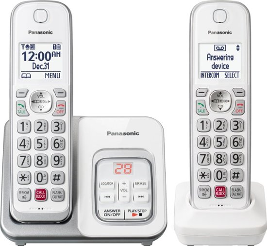 Panasonic KX-TGD832W DECT 6.0 Expandable Cordless Phone System 