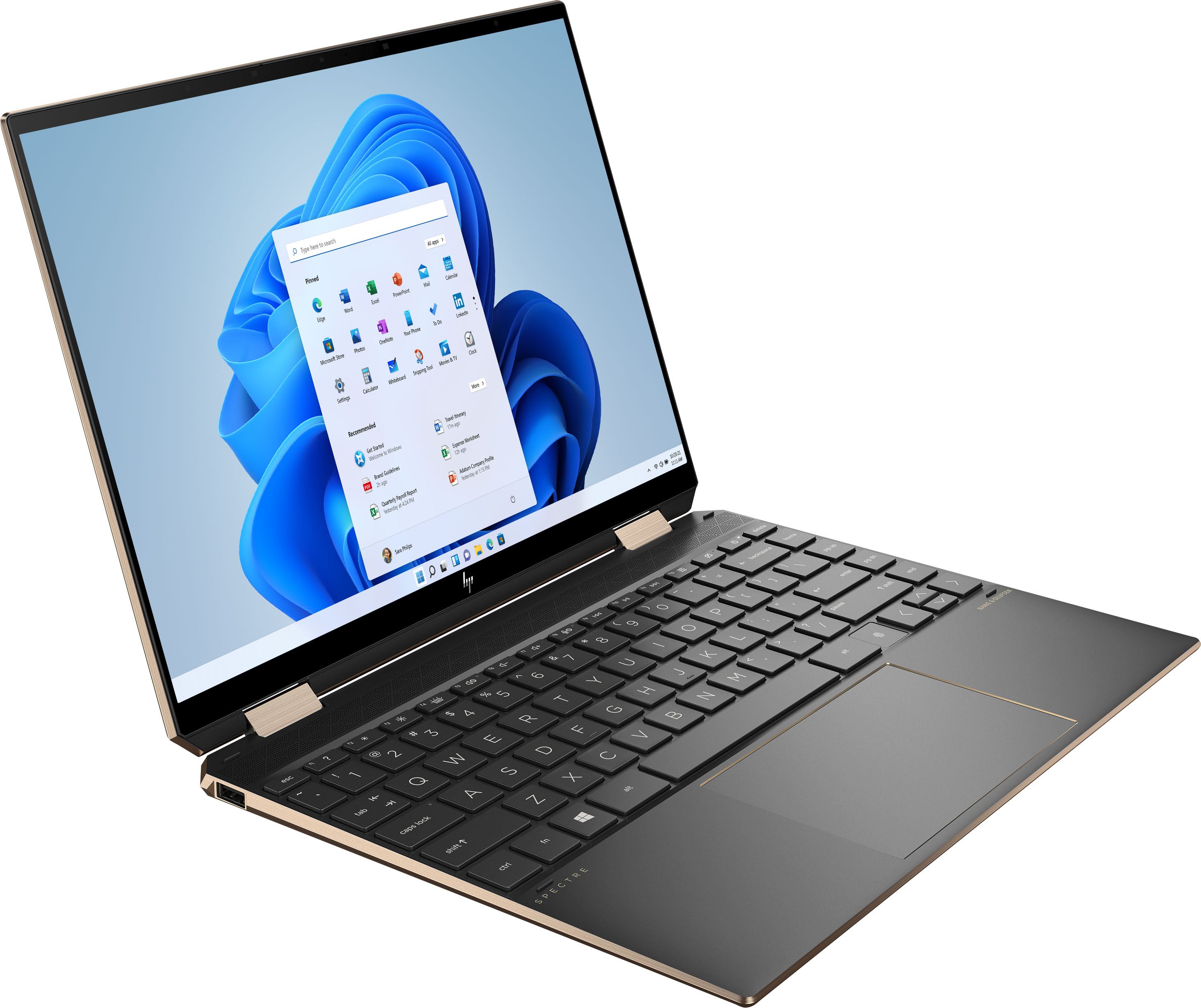 Angle View: HP - Spectre x360 2-in-1 13.5" 3K2K OLED Touchscreen Laptop - Intel Evo Core i7 - 16GB Memory - 1TB SSD + 32GB Intel Optane - Nightfall Black