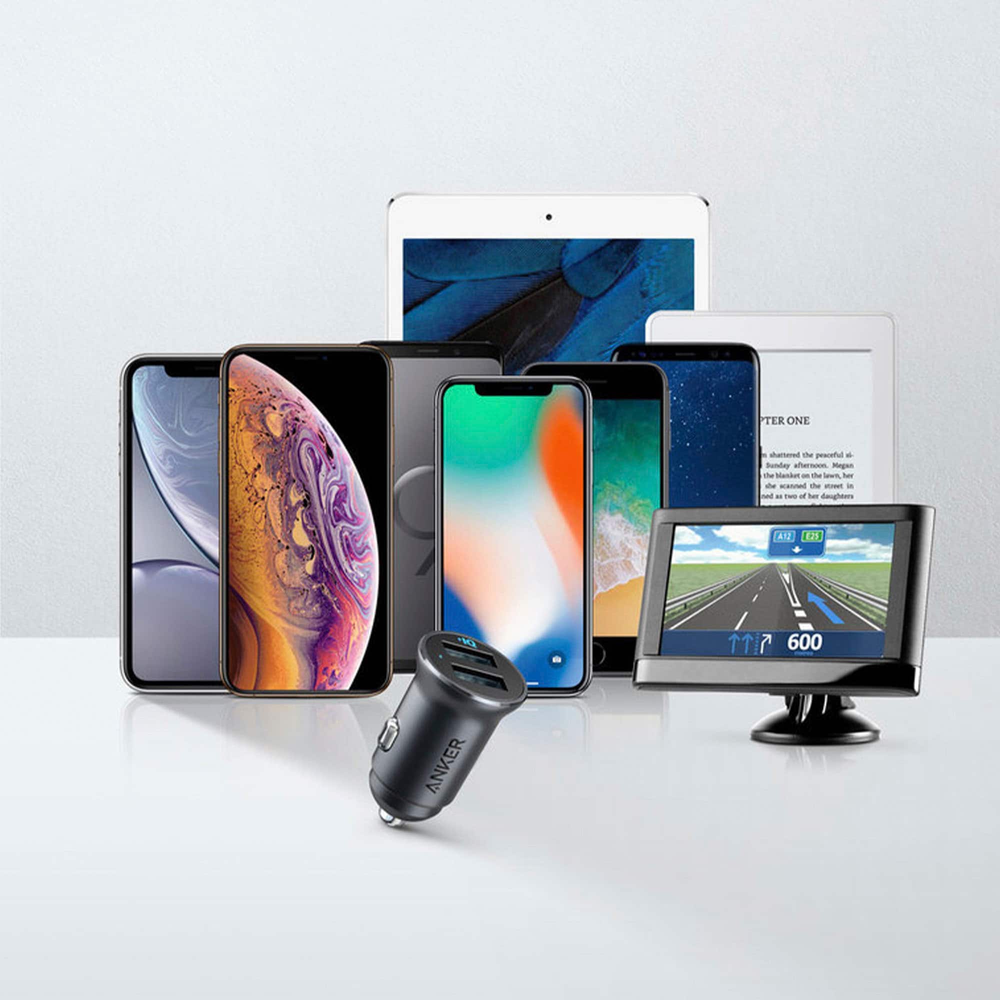 Alt View 13. Anker - PowerDrive 2 Alloy 24W Vehicle Charger - Silver.