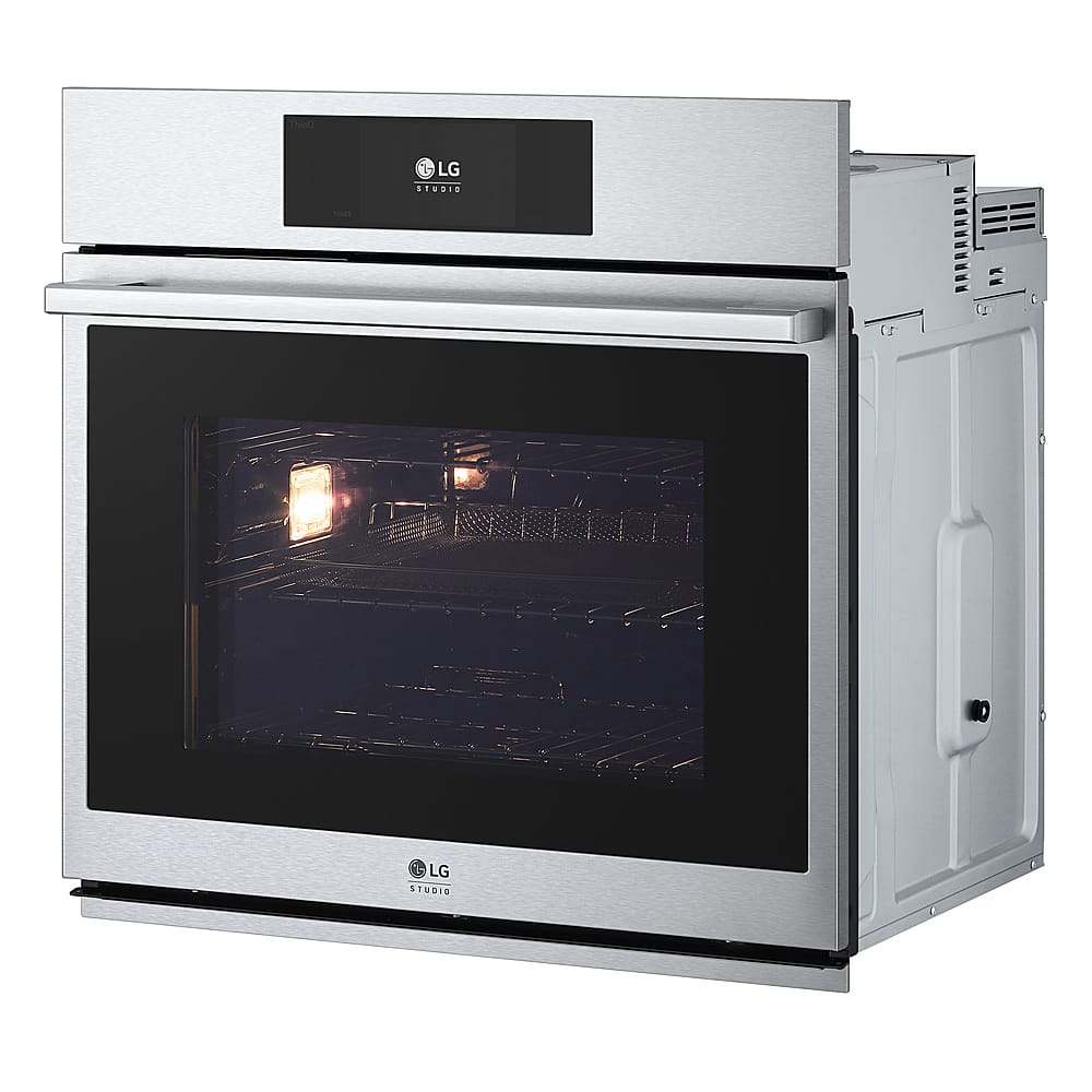 Angle. LG - STUDIO 30" Smart Built-In Single Electric Convection Wall Oven with Air Fry - Stainless Steel.