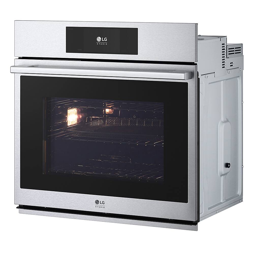 Angle. LG - STUDIO 30" Smart Built-In Single Electric Convection Wall Oven with Air Fry - Stainless Steel.
