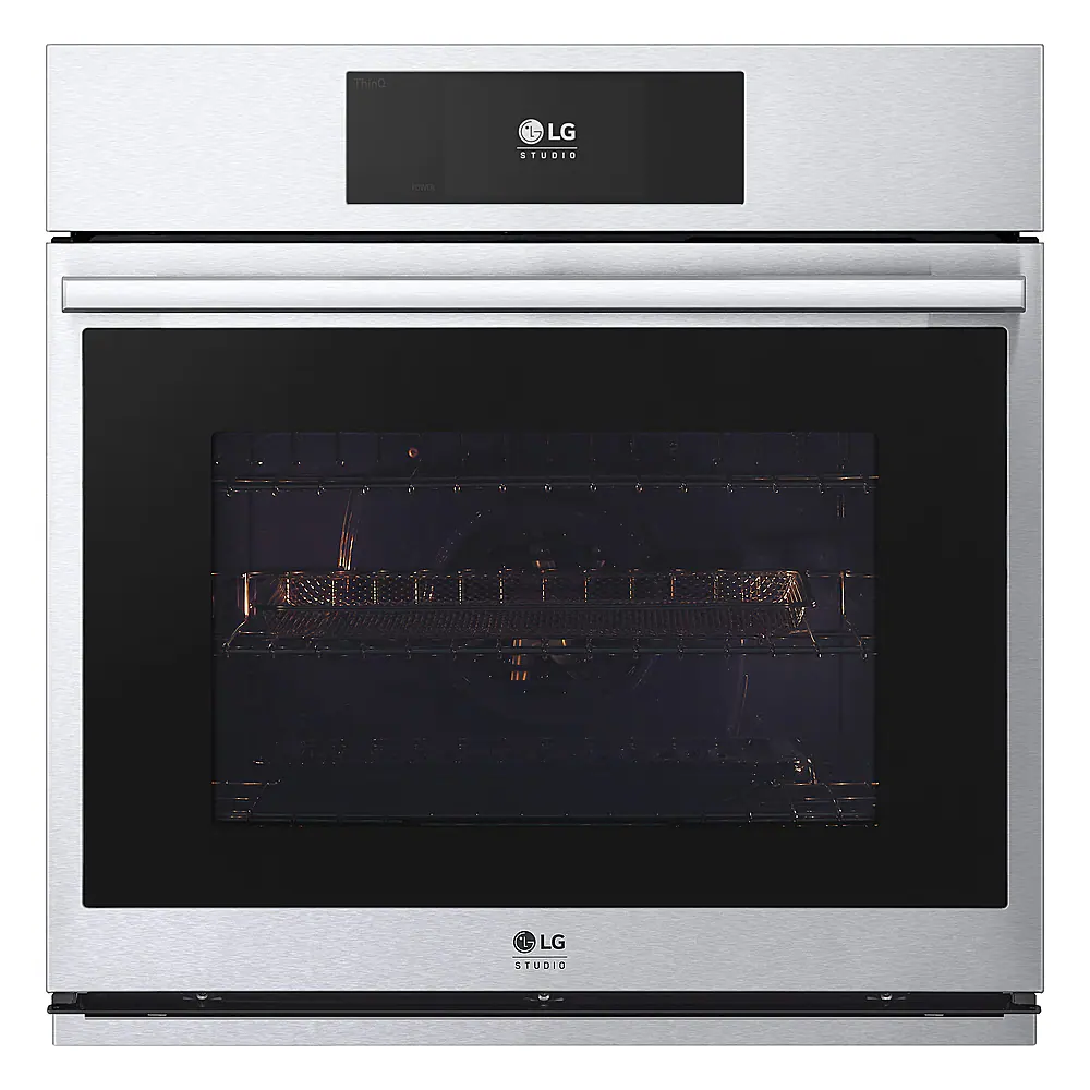 Front. LG - STUDIO 30" Smart Built-In Single Electric Convection Wall Oven with Air Fry - Stainless Steel.
