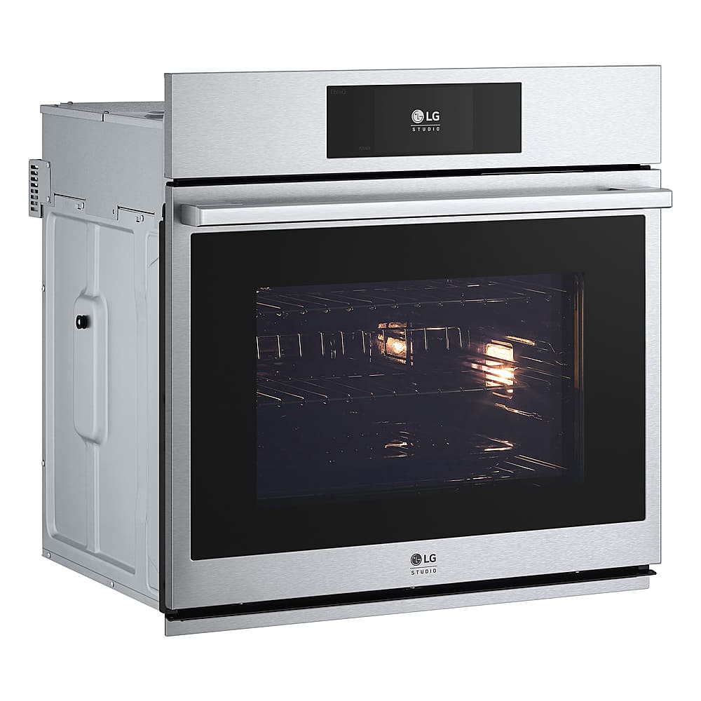 Left. LG - STUDIO 30" Smart Built-In Single Electric Convection Wall Oven with Air Fry - Stainless Steel.