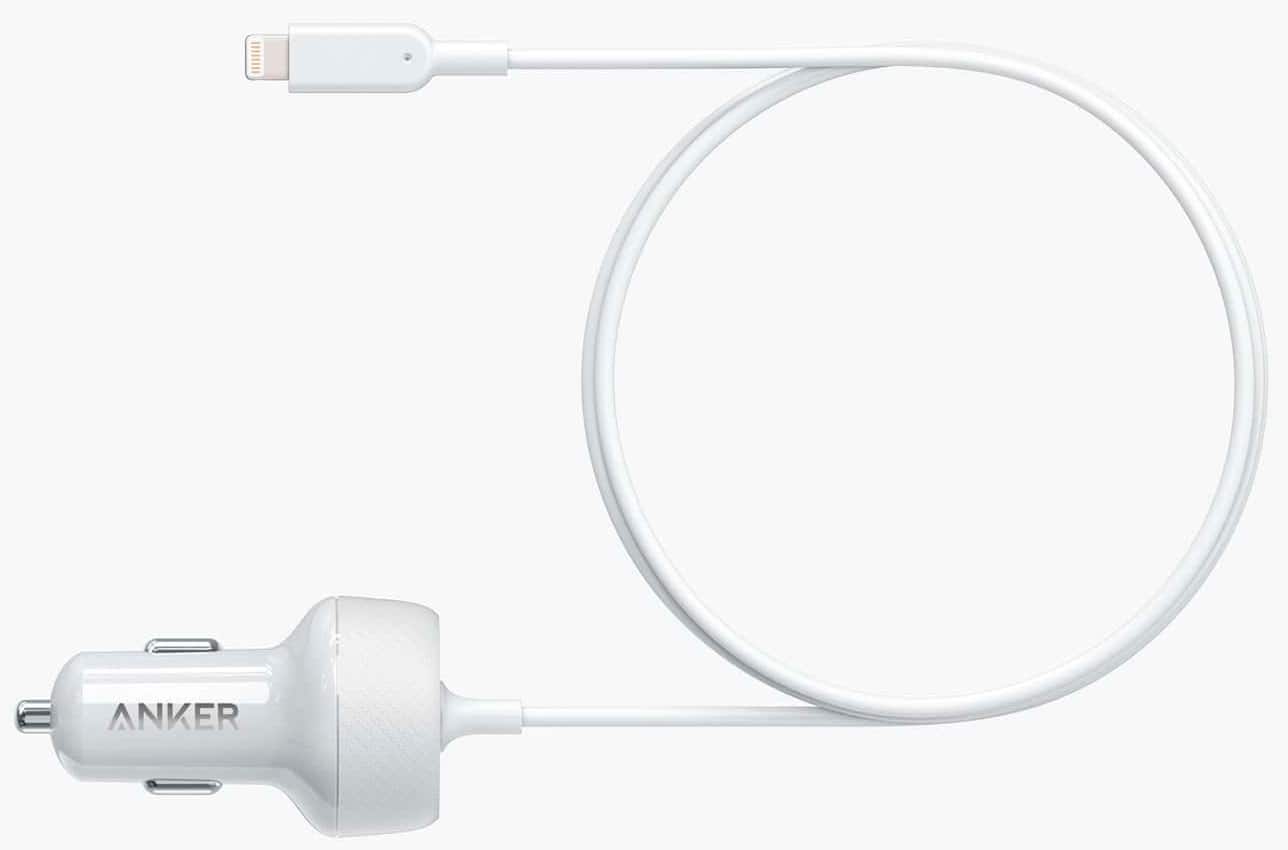 Alt View 11. Anker - PowerDrive 2 Elite 24W Vehicle Charger with Lightening Connector - White.