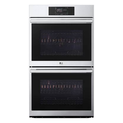 LG - STUDIO 30" Smart Built-In Electric Convection Double Wall Oven with Air Fry and Sous Vide - Stainless Steel