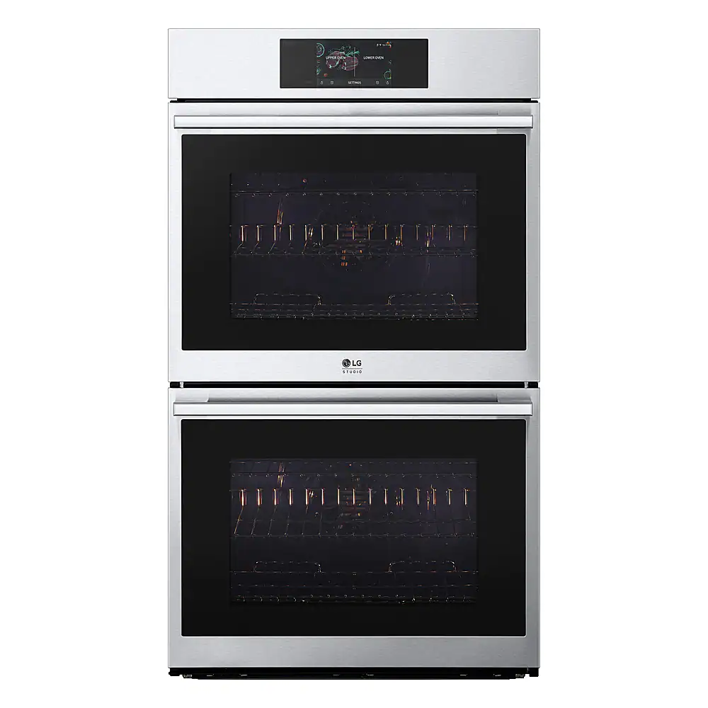LG - STUDIO 30" Smart Built-In Electric Convection Double Wall Oven with Air Fry and Sous Vide - Stainless Steel
