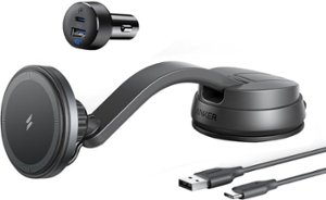 Anker - MagGo 35W Wireless MagSafe Car Charger and Mount for iPhone 12 and 13 - Black - Front_Zoom