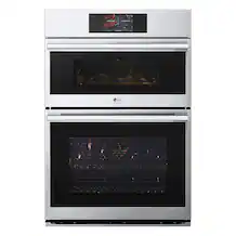 Front. LG - STUDIO 30" Smart Built-In Electric Convection Combination Wall Oven with Microwave and Sous Vide - Stainless steel.