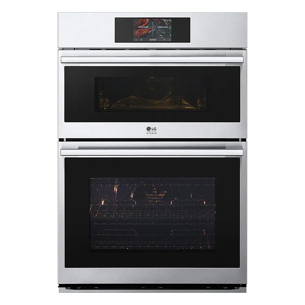 Front. LG - STUDIO 30" Smart Built-In Electric Convection Combination Wall Oven with Microwave and Sous Vide - Stainless steel.