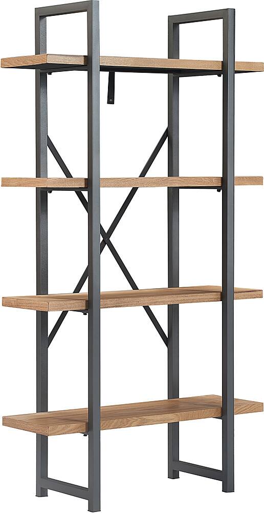 Angle. Tommy Hilfiger - Robson Etagere Wood and Metal 4 Tier Bookshelf - Oak and Black.