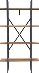 Tommy Hilfiger - Robson Etagere Wood and Metal 4 Tier Bookshelf - Oak and Black - Front_Zoom
