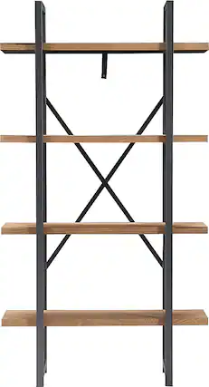 Front. Tommy Hilfiger - Robson Etagere Wood and Metal 4 Tier Bookshelf - Oak and Black.