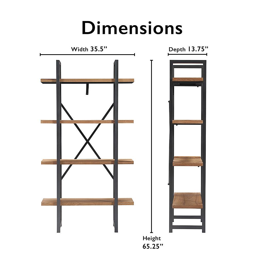Alt View 13. Tommy Hilfiger - Robson Etagere Wood and Metal 4 Tier Bookshelf - Oak and Black.