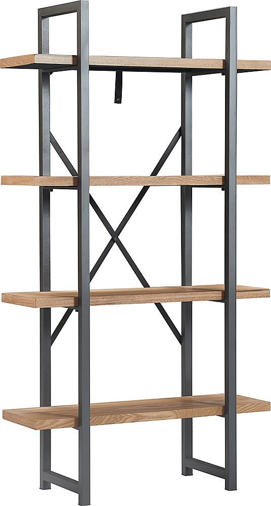 Left View: Tommy Hilfiger - Robson Etagere Wood and Metal 4 Tier Bookshelf - Oak and Black