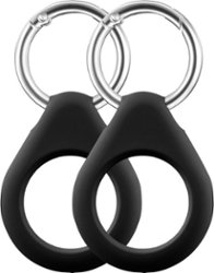 Insignia™ - Key Ring Case for Apple AirTag (2-Pack) - Black - Front_Zoom