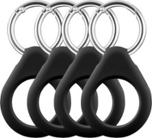 Insignia™ - Key Ring Case for Apple AirTag (4-Pack) - Black - Front_Zoom