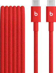 Beats - 5' USB-C to USB-C Woven Cable - Rapid Red - Front_Zoom