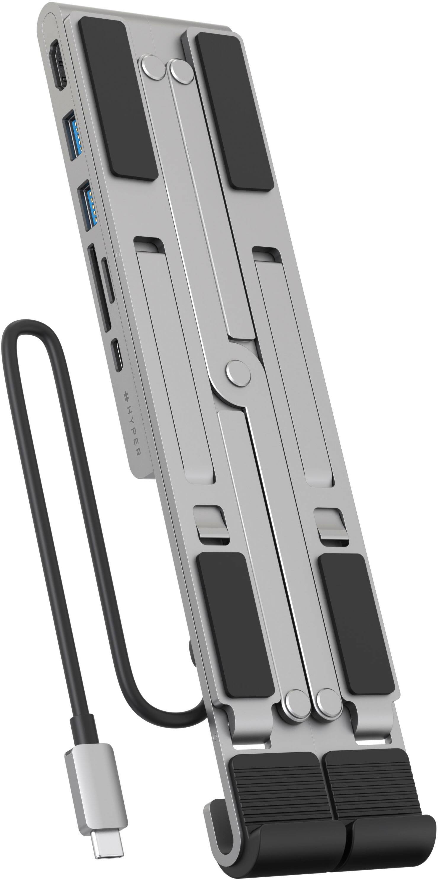 Alt View 12. Hyper - HyperDrive 7-in-1 USB-C Hub Stand with MicroSD/SD - Gray.