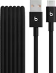 Front. Beats - 5' USB-A to USB-C Woven Cable - Bolt Black.