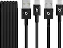 Front. Beats - 5' USB-A to USB-C Woven Cable (2-Pack) - Bolt Black.