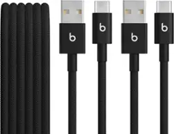 Beats - 5' USB-A to USB-C Woven Cable (2-Pack) - Bolt Black - Front_Zoom