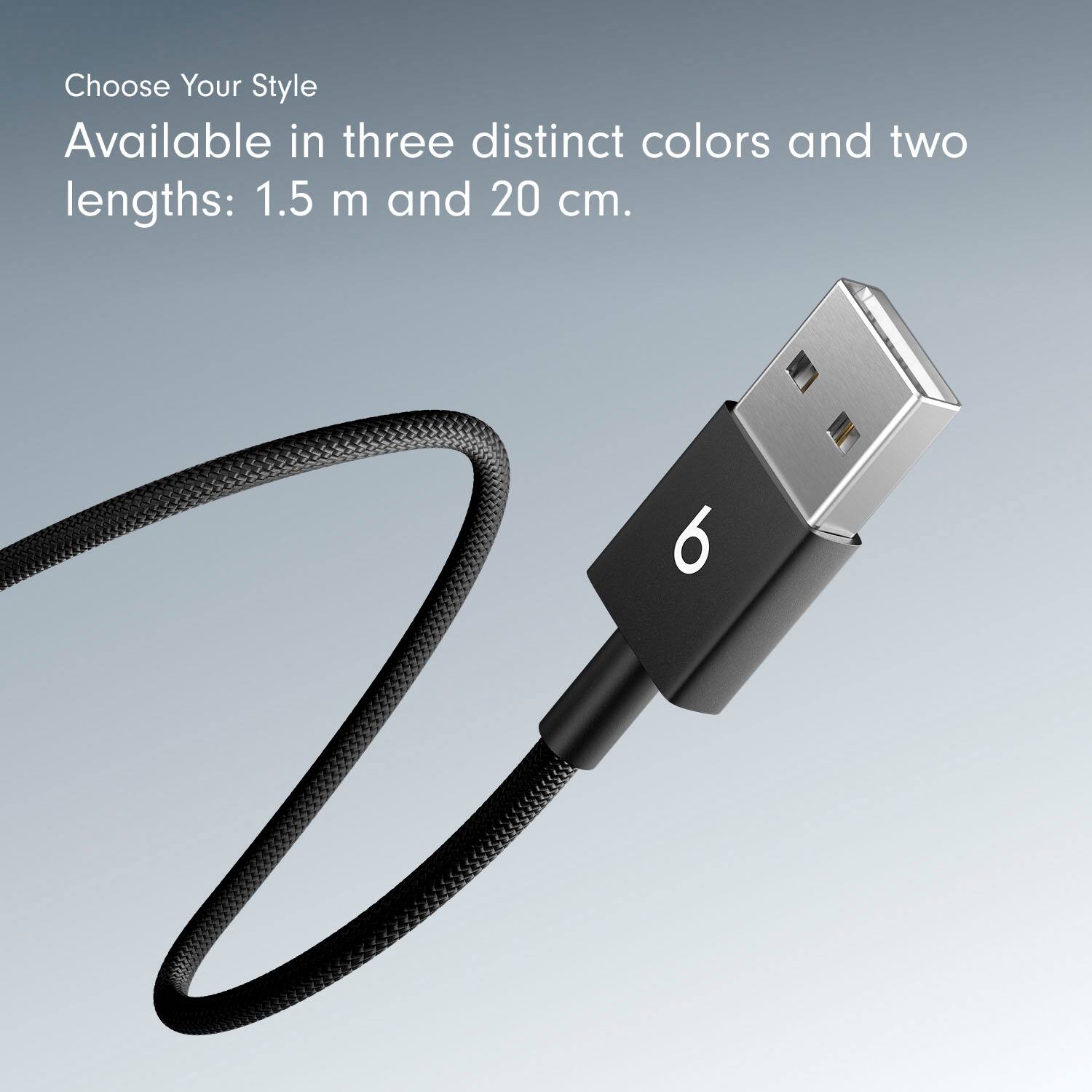 Alt View 16. Beats - 5' USB-A to USB-C Woven Cable (2-Pack) - Bolt Black.