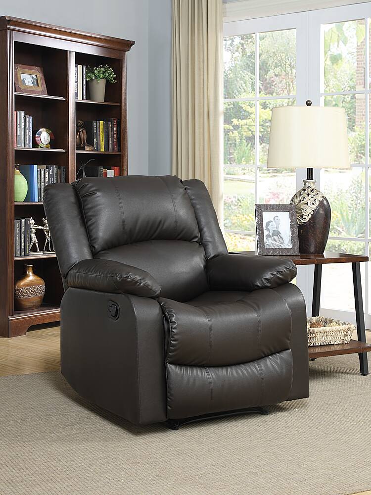 relax a lounger parker recliner in black faux leather