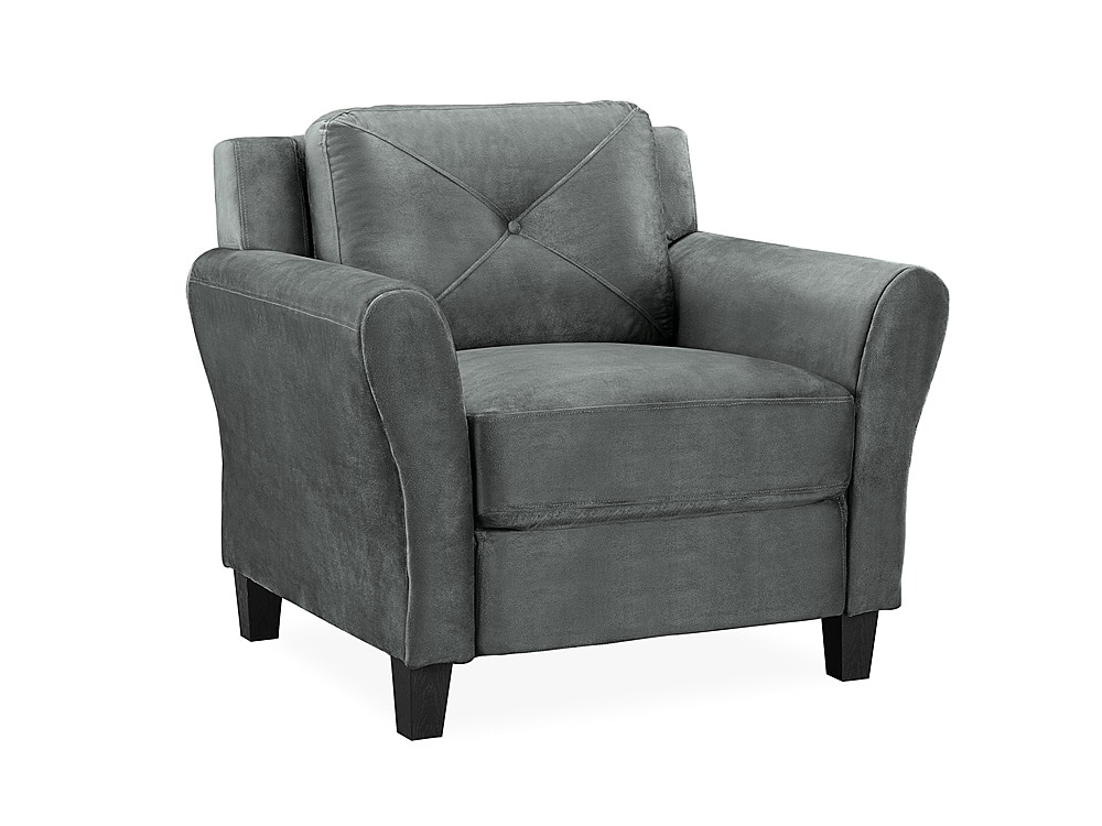 Left View: Lifestyle Solutions - Hamburg Rolled Arm Chair - Dark Grey