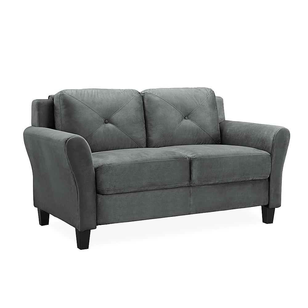 Angle View: Lifestyle Solutions - Hamburg Rolled Arm Loveseat in Grey - Dark Grey