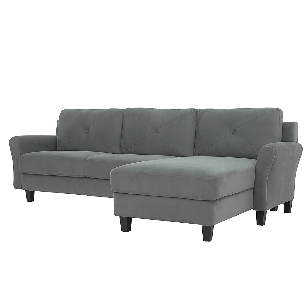 Angle View: Lifestyle Solutions - Hamburg Rolled Arm Sectional Sofa in Grey - Dark Grey