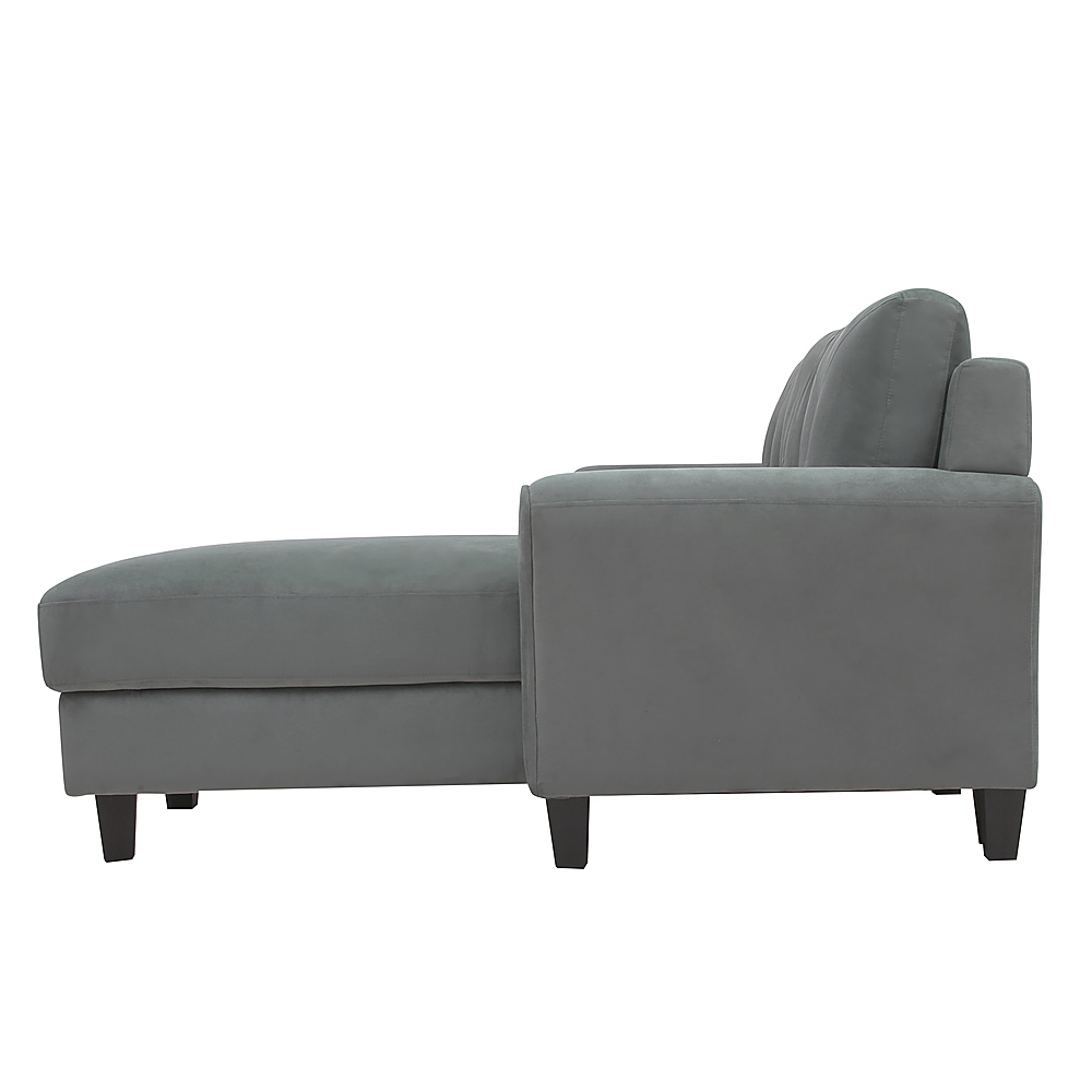 Left View: Lifestyle Solutions - Hamburg Rolled Arm Sectional Sofa in Grey - Dark Grey