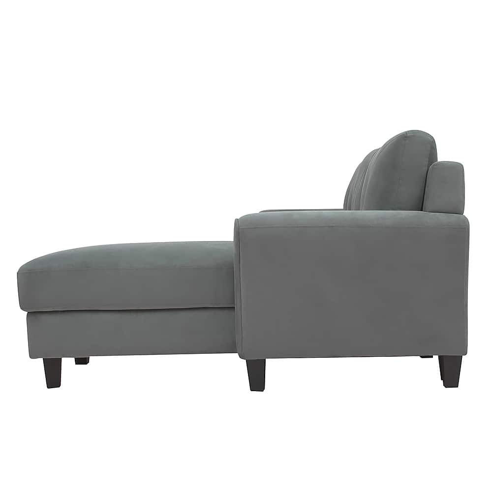 Left Zoom. Lifestyle Solutions - Hamburg Rolled Arm Sectional Sofa in Grey - Dark Gray.