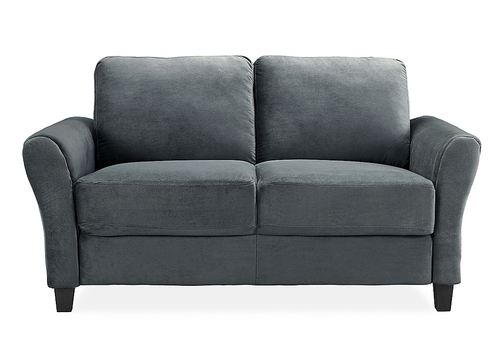 Front. Lifestyle Solutions - Wesley Microfiber Loveseat in Grey - Dark Grey.
