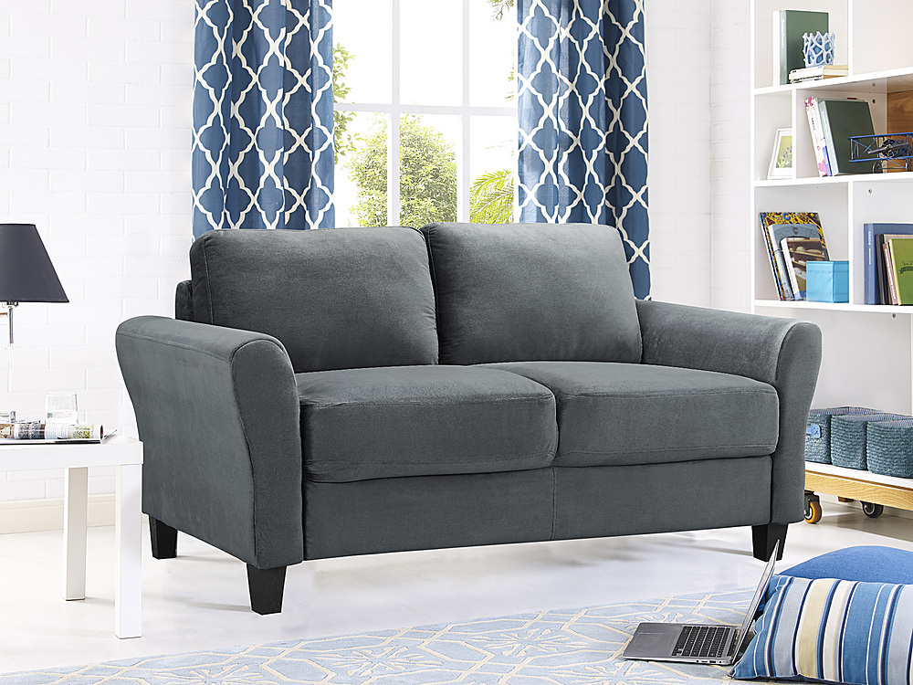 Alt View Zoom 11. Lifestyle Solutions - Wesley Microfiber Loveseat in Grey - Dark Gray.