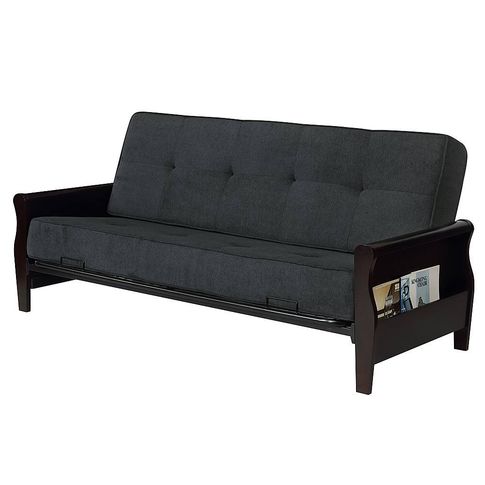 Angle View: Relax A Lounger - Midway Convertible Sofa - Dark Grey