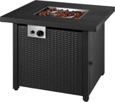 Insignia™ - 30" Square Fire Table - Black - Front_Zoom
