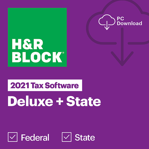  H&amp;R Block Tax Software Deluxe + State 2021 - Windows [Digital]
