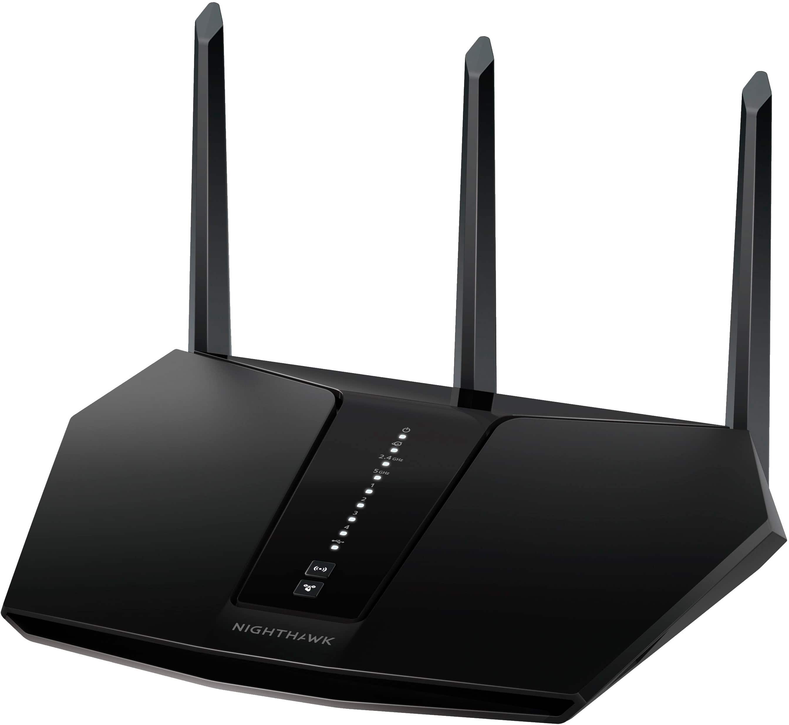 Left. NETGEAR - Nighthawk AX2400 Dual-Band Wi-Fi Router - Black.